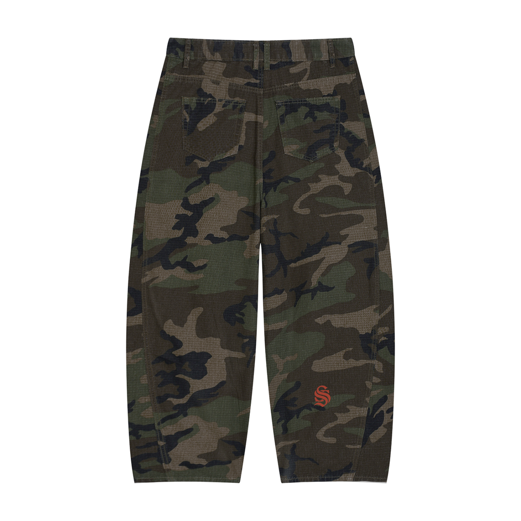 Men’s Camo Barrel Leg Cargo Pants