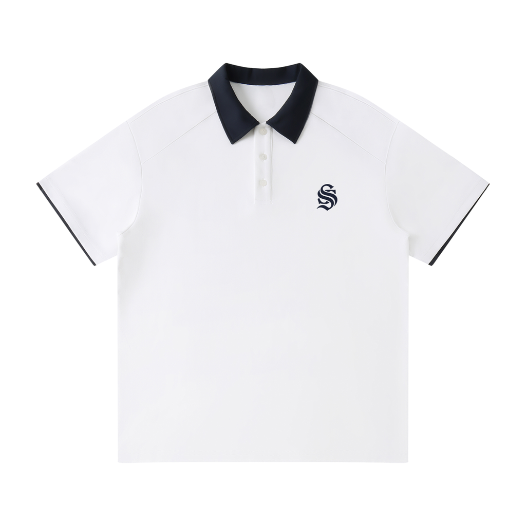 Contrast Collar Raglan Polo Shirt