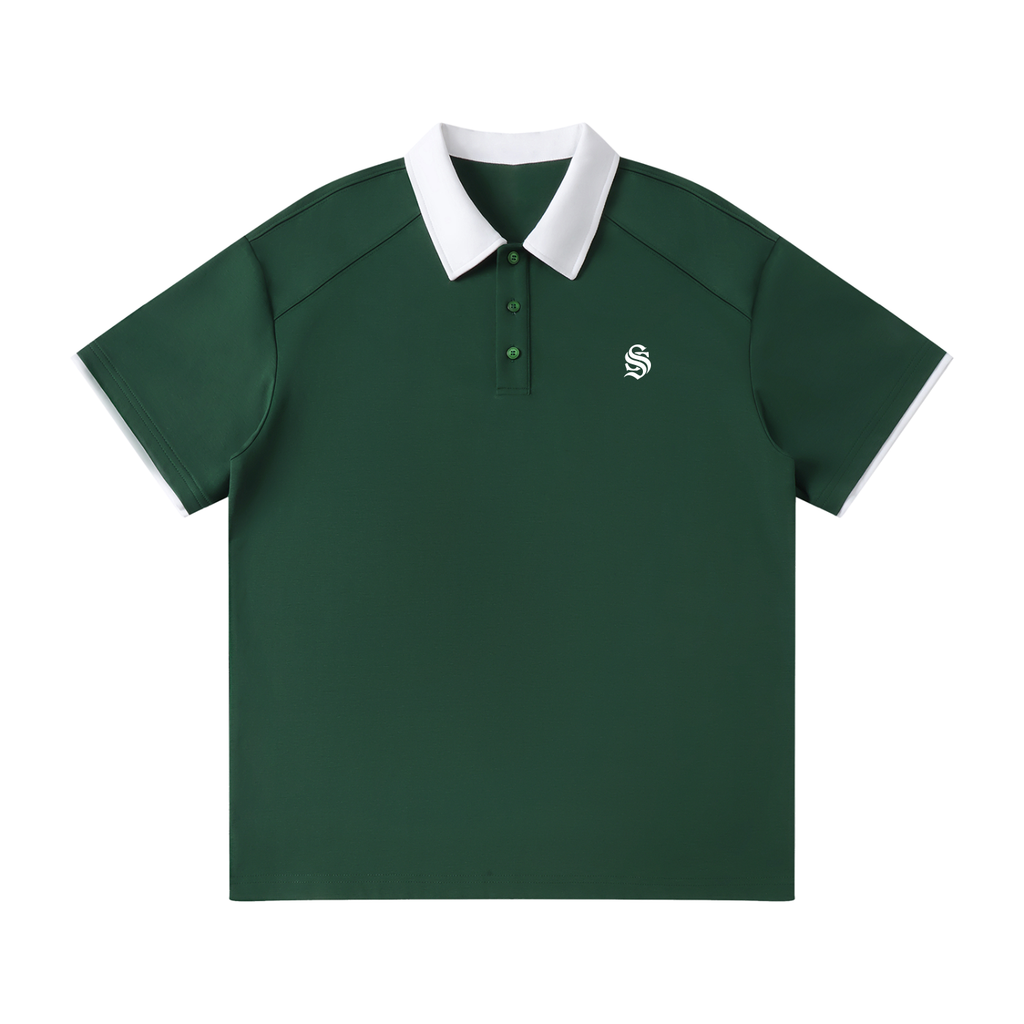 Contrast Collar Raglan Polo Shirt