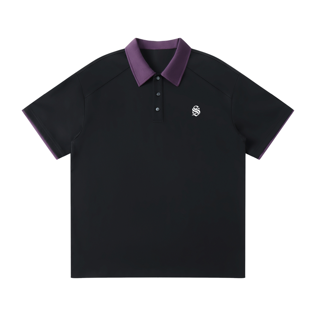 Contrast Collar Raglan Polo Shirt